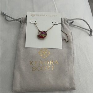Kendra Scott Gold Necklace with Red and Green Pendant